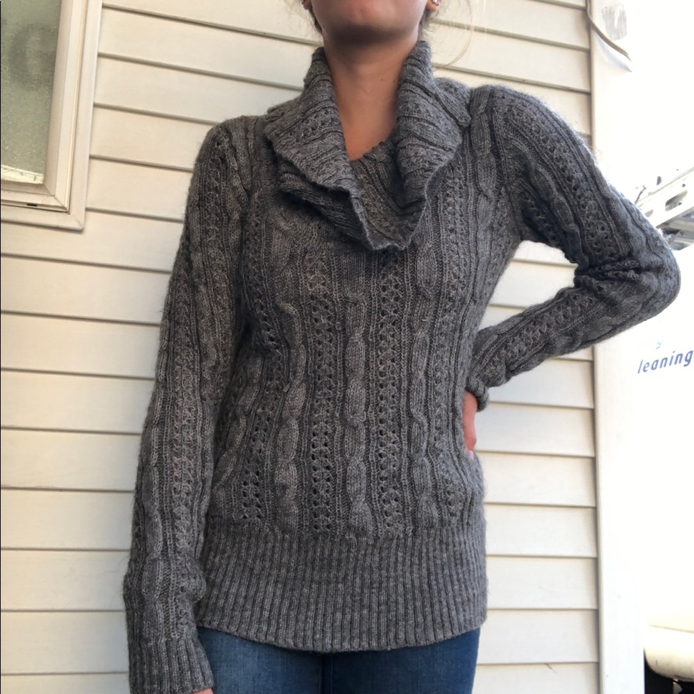 Gray cowl neck sweater